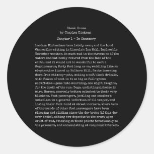 Sticker Rond Lecteur de texte du livre Bleak House Charles Dick