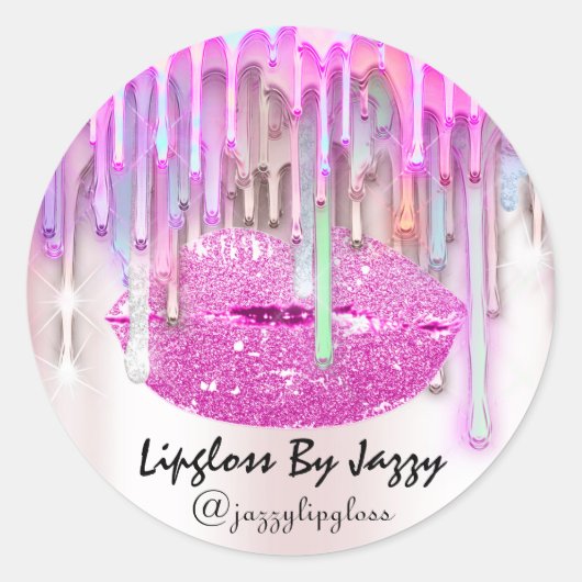 Sticker Rond Lecteurs de maquillage Lipgloss Emballage Rose Cla (Devant)