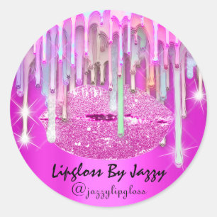 Sticker Rond Lecteurs de maquillage Lipgloss Emballage Rose Cla