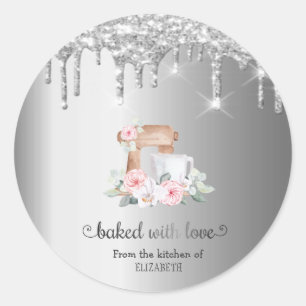 Sticker Rond Lecteurs de Parties scintillant en argent Fleurs m