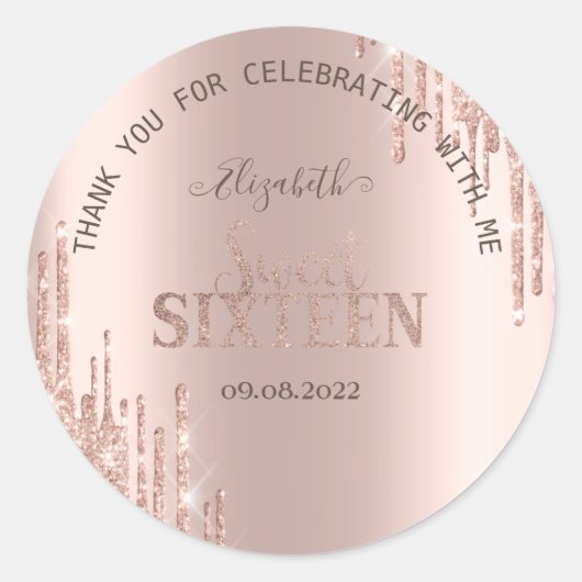 Sticker Rond Lecteurs de Parties scintillant modernes Rose Gold (Devant)