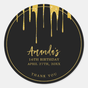 Sticker Rond Lecteurs de Parties scintillant Or de luxe Sweet 1