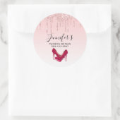 Sticker Rond Lecteurs de Parties scintillant rose moderne et ta (Sac)