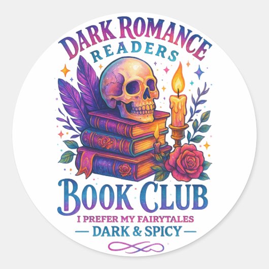 Sticker Rond Lecteurs de romance sombre... (Devant)