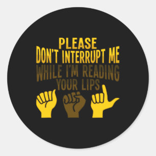 Sticker Rond Lecture Asl Gesture Main Sourde Perte d'ouïe Adjud