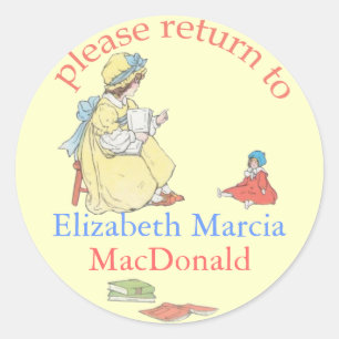 Sticker Rond Lecture de la fille sur la plaque d'immatriculatio