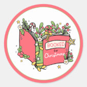 Sticker Rond Lecture de livres de Noël (Devant)