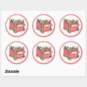 Sticker Rond Lecture de livres de Noël (Feuille)