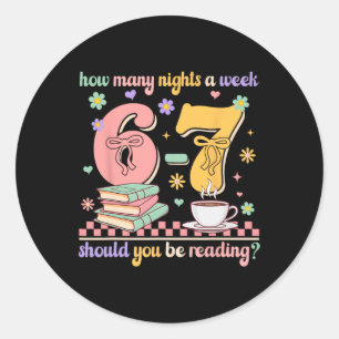 Sticker Rond Lecture drôle 67 Professeur Six Sept Lecture 6 7 H