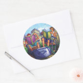 Sticker Rond Lecture en été (Enveloppe)