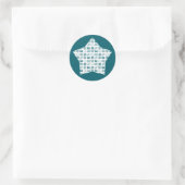 Sticker Rond Lecture turquoise et écriture Motif sur Star (Sac)