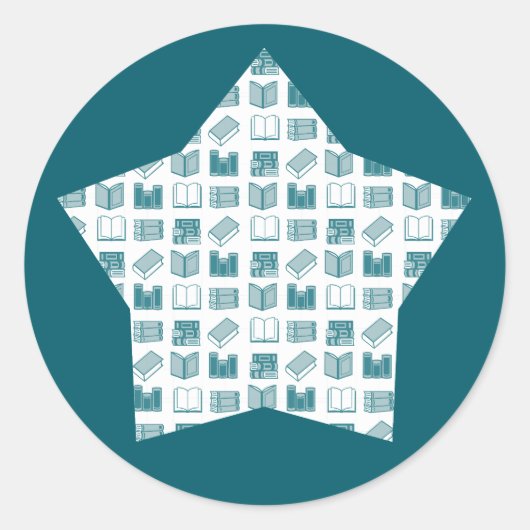 Sticker Rond Lecture turquoise et écriture Motif sur Star (Devant)