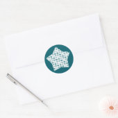 Sticker Rond Lecture turquoise et écriture Motif sur Star (Enveloppe)