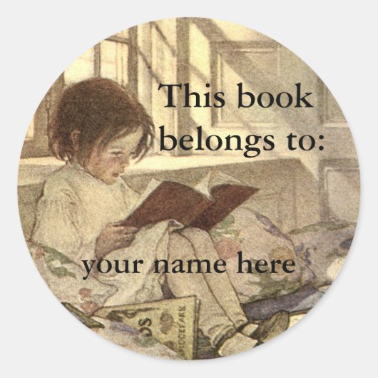 Sticker Rond Lecture vintage d'un livre (Devant)