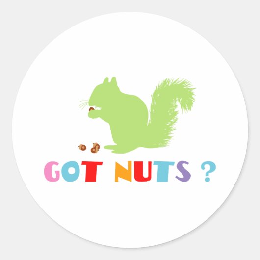 Sticker Rond L'écureuil a des noix ? (Devant)