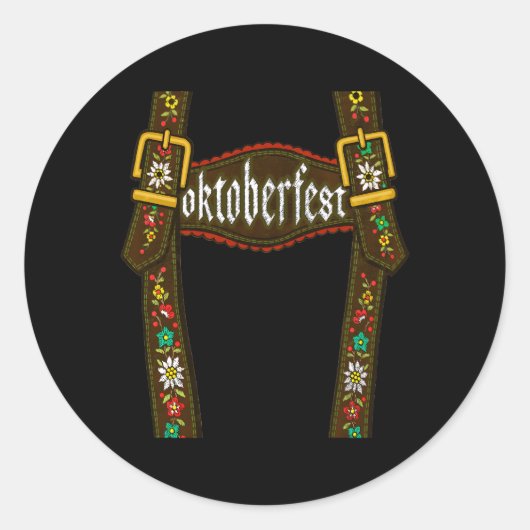 Sticker Rond Lederhosen Suspendants Oktoberfest Bavarian Munich (Devant)