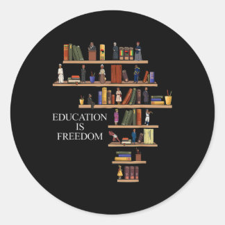 Sticker Rond L'éducation est le livre de la liberté lecteur Bla