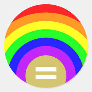 Sticker Rond L'égalité est l'or sous la diversité arc-en-ciel