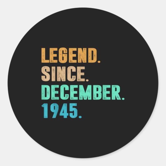 Sticker Rond Legend Since December 1945 Birth Of Birthday 1945  (Devant)