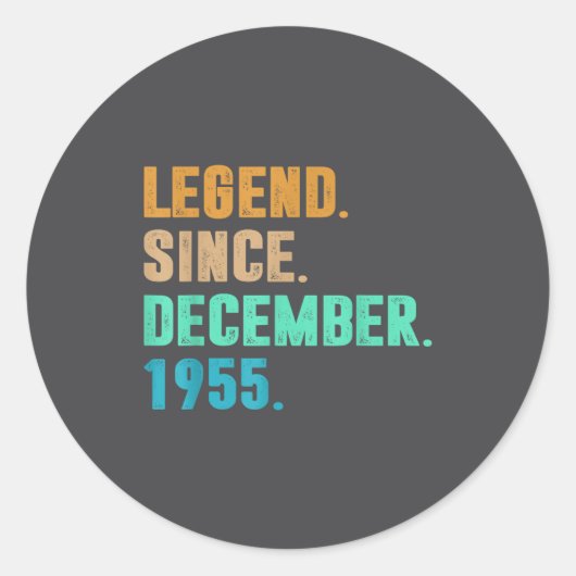Sticker Rond Legend Since December 1955 Birth Of Birthday 1955 (Devant)