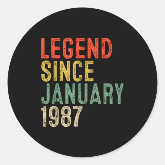 Sticker Rond Legend Since January 1987 &# th Birthday &#  Yea (Devant)