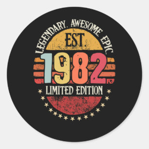 Sticker Rond Légendaire Awesome Epic Est. 1982 40e anniversaire
