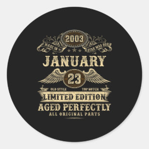 Sticker Rond Légendaire né janvier 2003 23e anniversaire