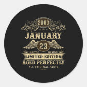 Sticker Rond Legendary Man Born January 2003 23rd Birthday  (Devant)