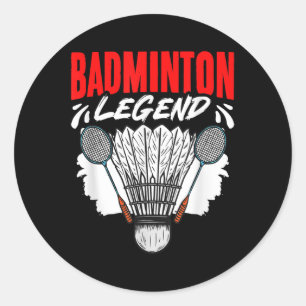 Sticker Rond Légende de badminton navette sport passe-temps bad