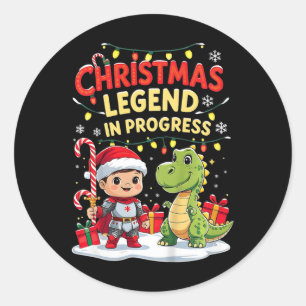Sticker Rond Légende de Noël En cours Cute Vacances Chevalier A