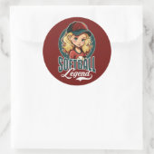 Sticker Rond Légende du softball (Sac)