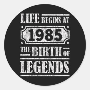Sticker Rond Légende Né en 1985 Cadeau d'anniversaire Rétro Vin