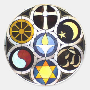 Sticker Rond L'église universaliste unitarienne Rockford, IL