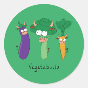 Sticker Rond Légumes Bulls Joli Cartoon pour enfants