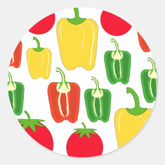Sticker Rond Légumes colorés. (Devant)