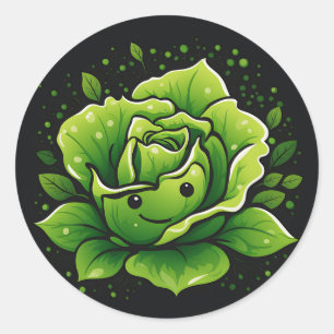 Sticker Rond Légumes de laitue mignonne