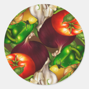 Sticker Rond Légumes et herbes bio légumes naturels nourriture