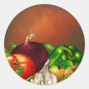 Sticker Rond Légumes et herbes Nourriture végétale biologique n