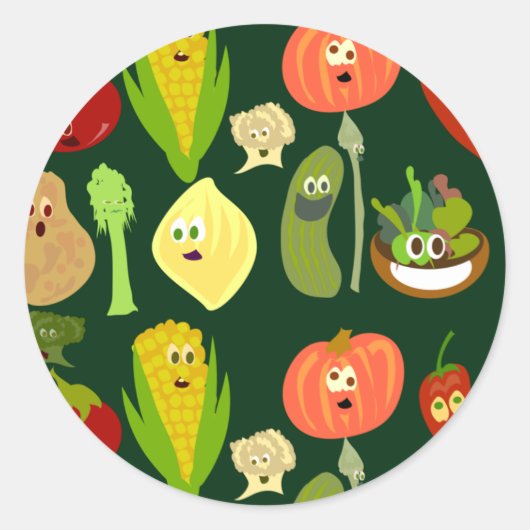 Sticker Rond Légumes malins ! (Devant)