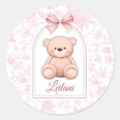 Sticker Rond Leilani | Conception personnalisée d'ours en peluc (Devant)