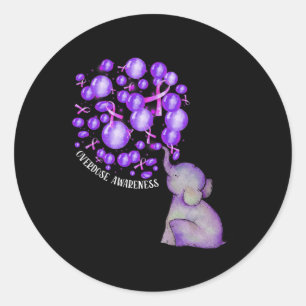Sticker Rond L'éléphant Bombarde violet Surdose Aware