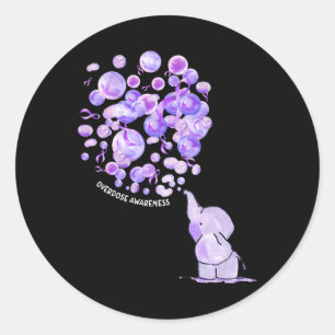 Sticker Rond L'éléphant Bombarde violet Surdose Aware