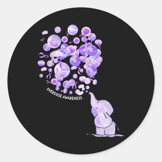 Sticker Rond L'éléphant Bombarde violet Surdose Aware (Devant)