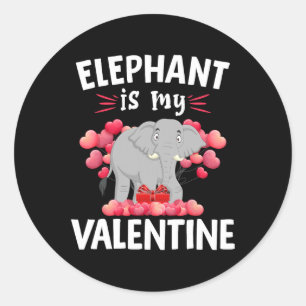 Sticker Rond L'éléphant est mon Valentin Joyeuse Saint-Valentin