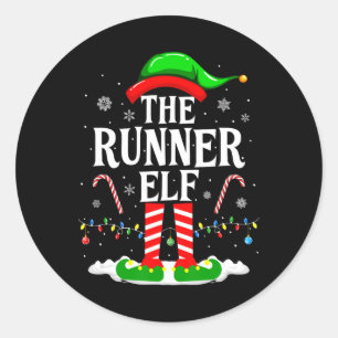 Sticker Rond L'Elf coureur Noël drôle coureurs Noël course