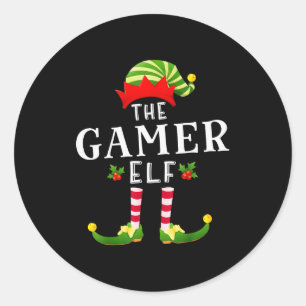 Sticker Rond L'Elf Gamer Noël Pyjama Assorti
