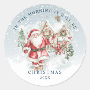 Sticker Rond L'Elfe de Noël enneigé de Noël