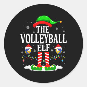 Sticker Rond L'elfe de volleyball amusant correspond à la volle
