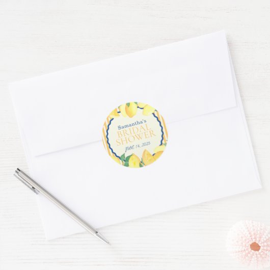 Sticker Rond Lemon Citrus Mariage Moderne (Enveloppe)