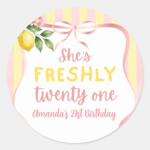 Sticker Rond Lemon Fraîchement 21 Floral Pink Lemonade Annivers